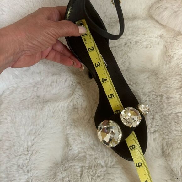 NEW GIAMBATTISTA VALLI Diamonds Clash Embellished Black Heel Sandal 5.5